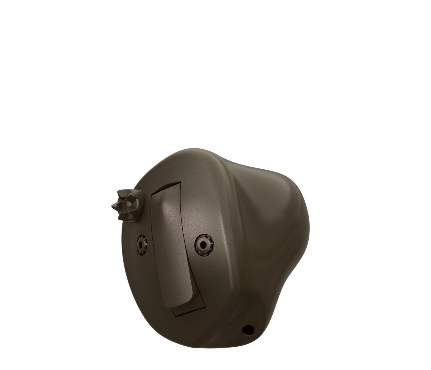 Oticon_Siya_ITEHalfshell_R_C004DarkBrown_Bat312_NFM_VC_Angled_500pctSize_TIF